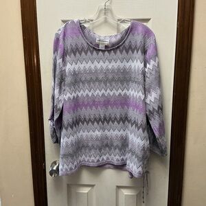 Alfred Dunner Purple and Gray Patterned Top